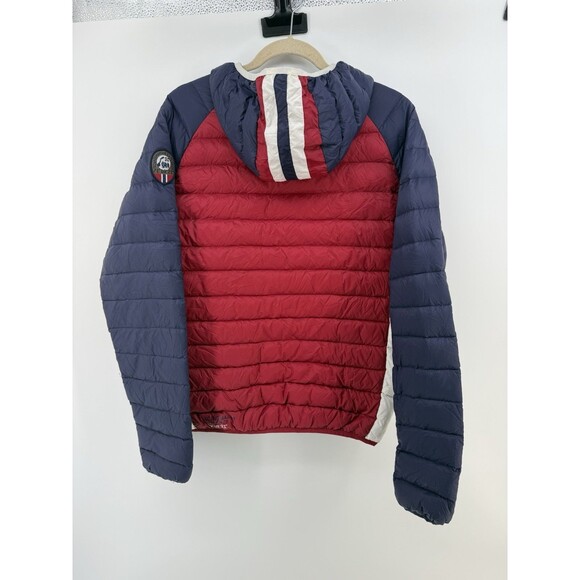 Scandinavian Explorer mens M packable Jacket Full Zip Puffer Red blue white down - Picture 6 of 15